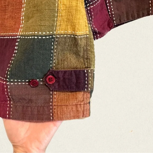 Cabin Creek Cotton Multicolor Color Block Button Down Shirt - Picture 3 of 8